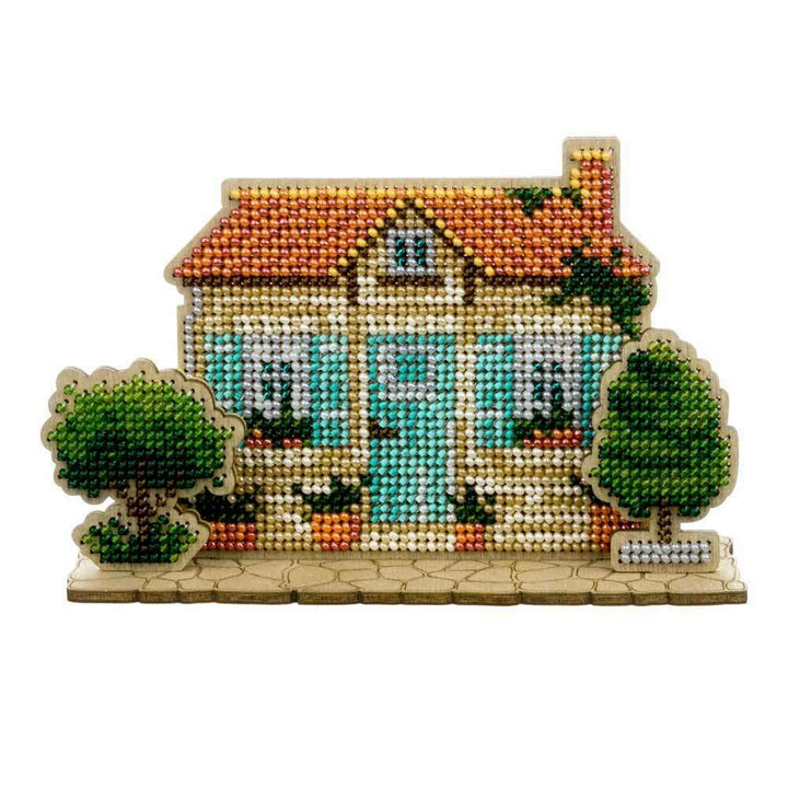 Wooden Bead Embroidery Kit  Turquoise House FLK-590
