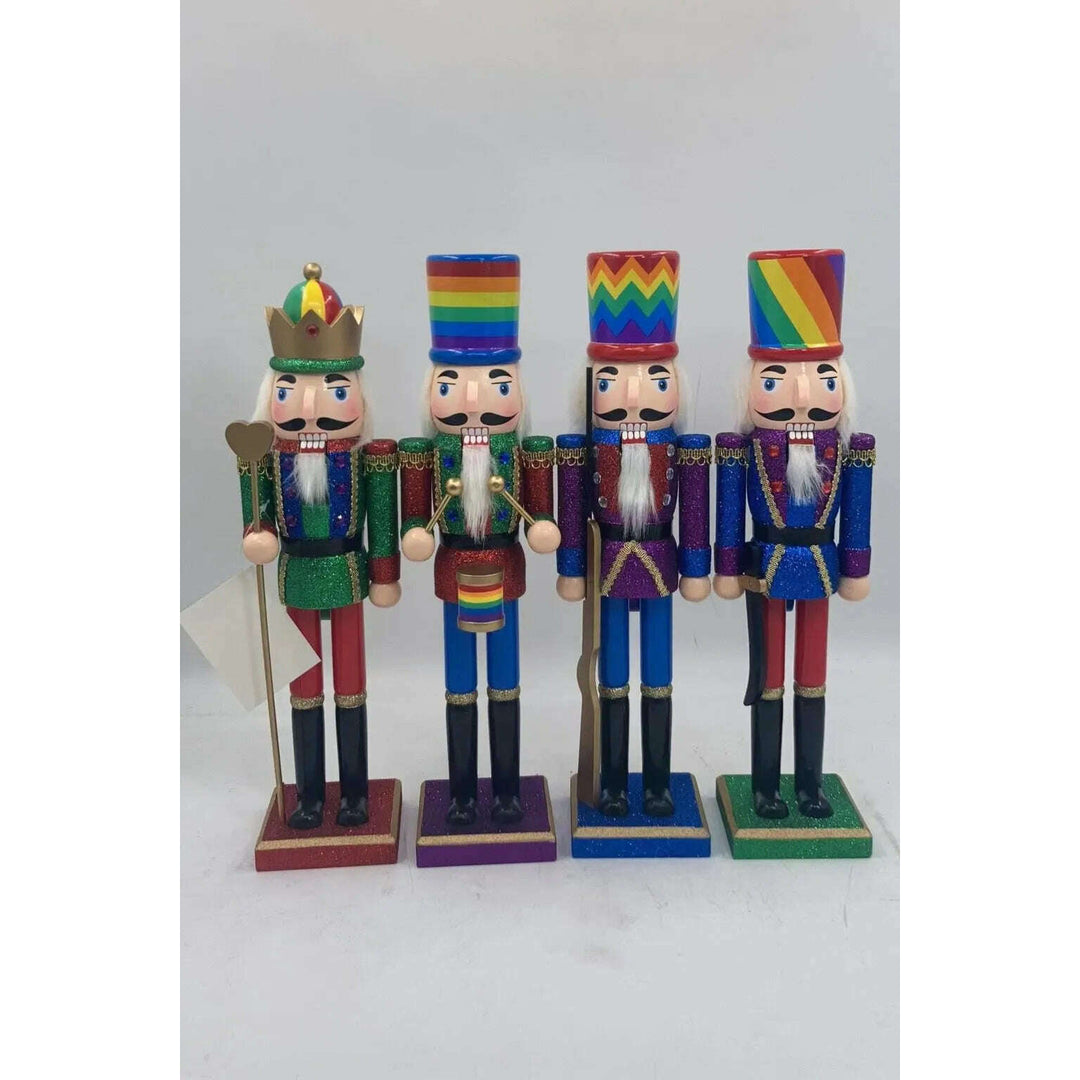Wooden Vibrant Nutcracker with Chevron-Hat Wizardi F07M6-10 blue stand