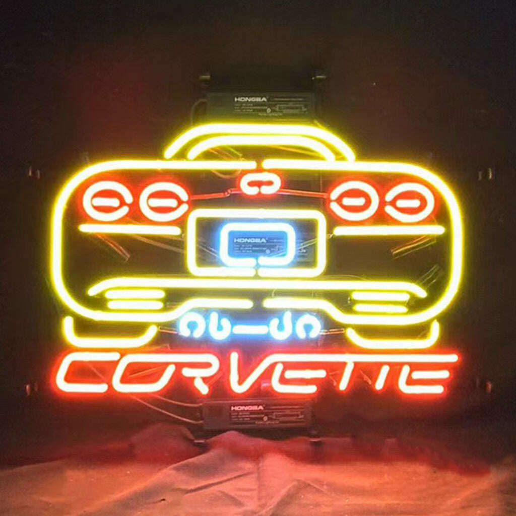 Yellow Corvette Auto Car Neon Signs Light
