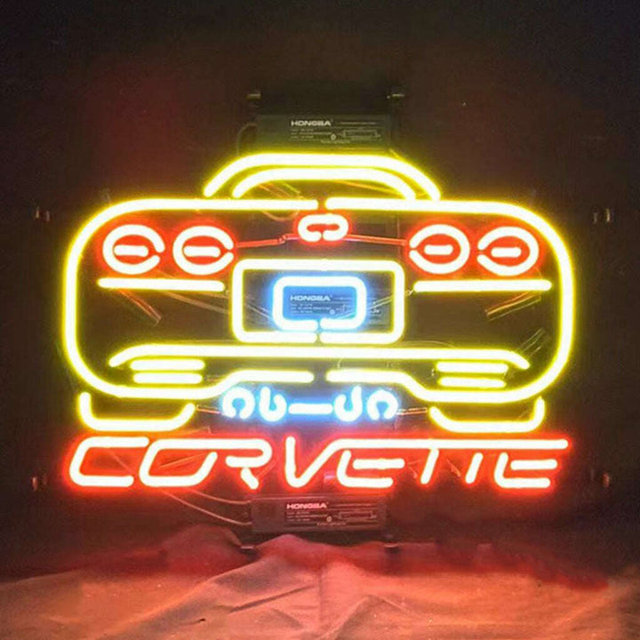 Yellow Corvette Auto Car Neon Signs Light