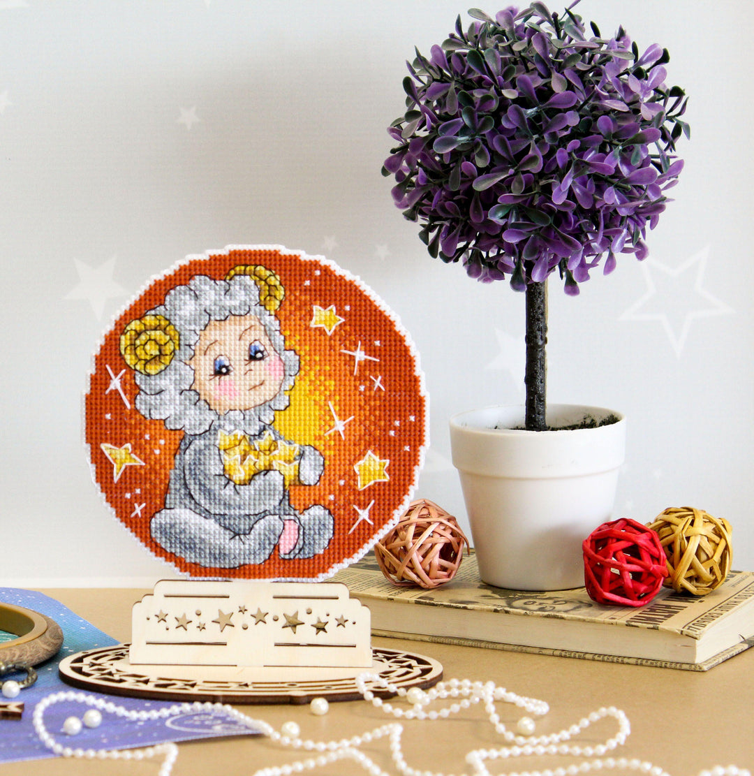 Zodiac Signs. Aries SR-695 Plastic Canvas Counted Cross Stitch Kit