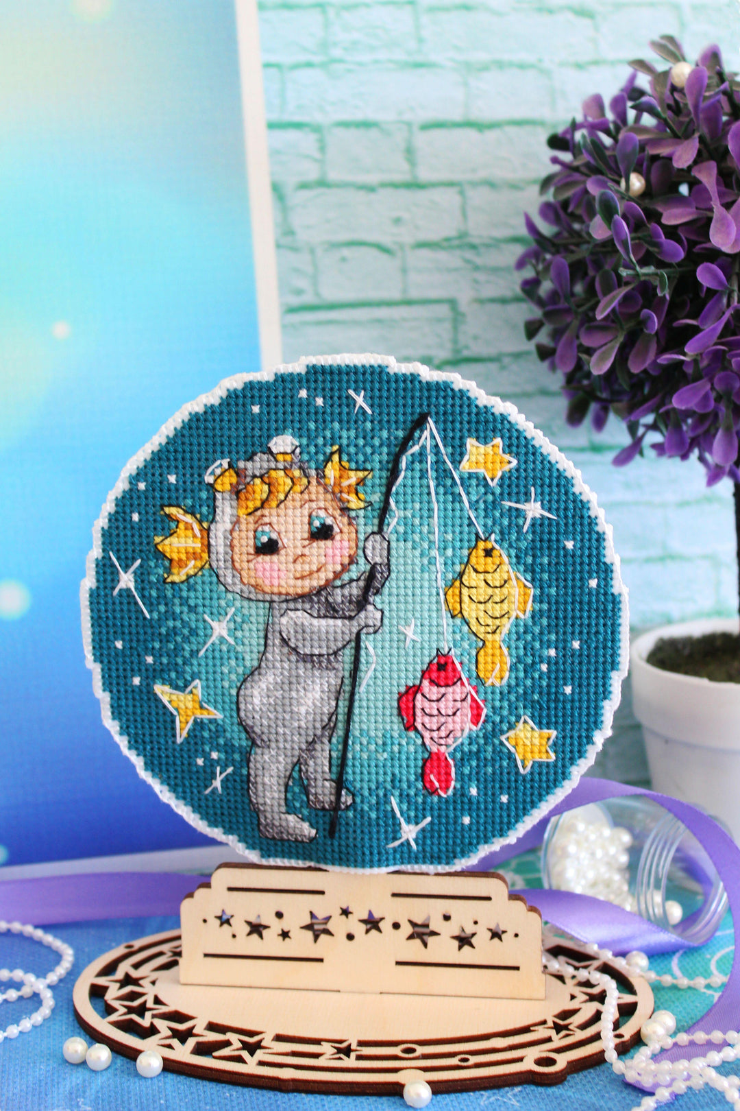 Zodiac Signs. Pisces SR-698 Plastic Canvas Counted Cross Stitch Kit