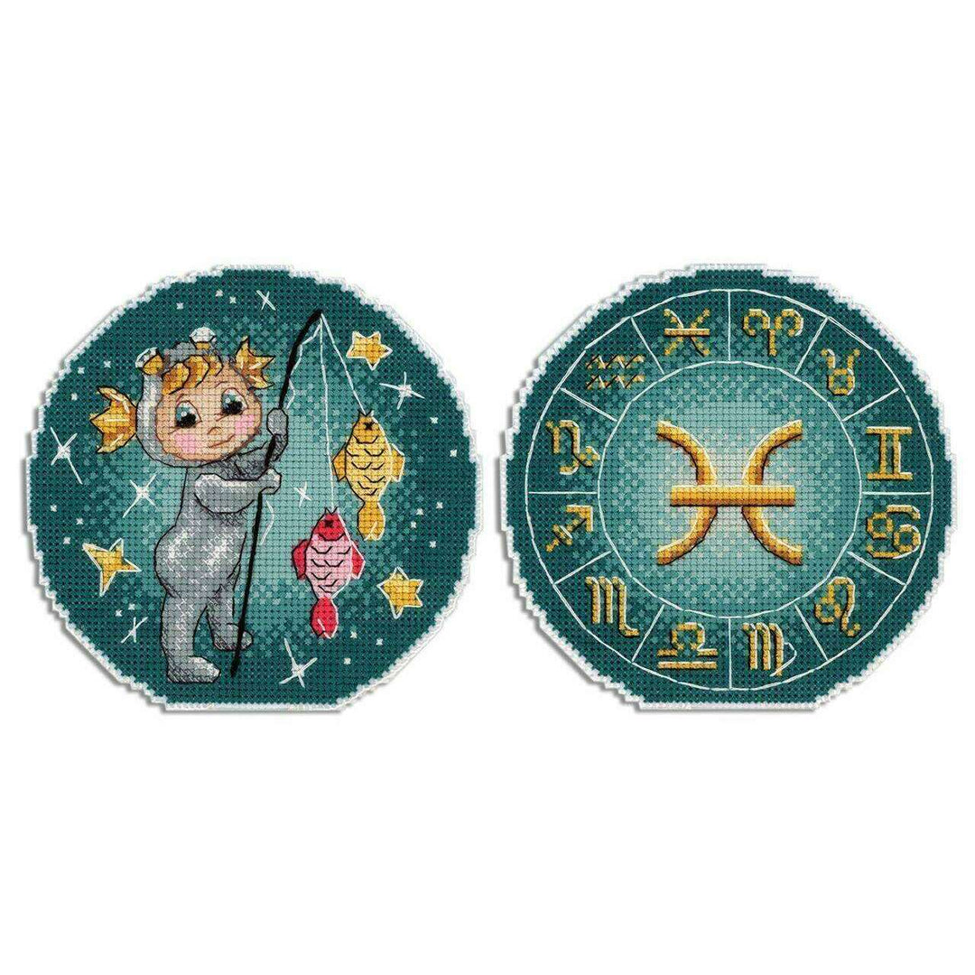 Zodiac Signs. Pisces SR-698 Plastic Canvas Counted Cross Stitch Kit