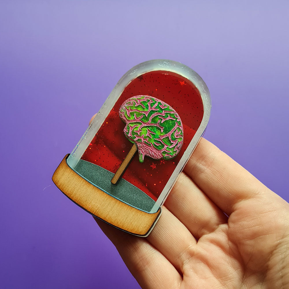 Zombie Brain Specimen Brooch by Cherryloco Jewellery 3