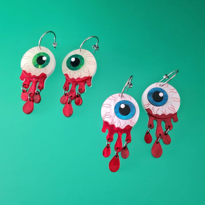 Zombie Halloween Eyeball Dangle Earrings by Cherryloco Jewellery