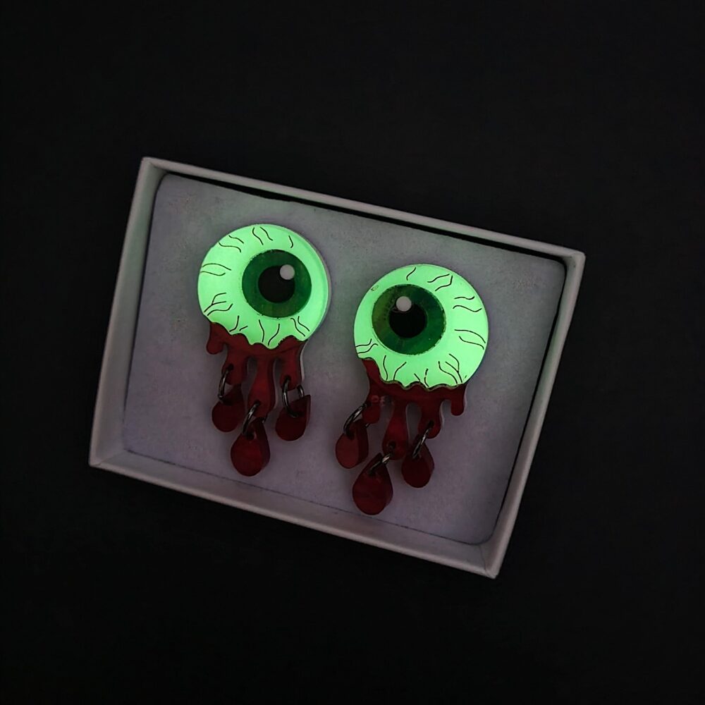 Zombie Halloween Eyeball Stud Statement Earrings by Cherryloco Jewellery 2