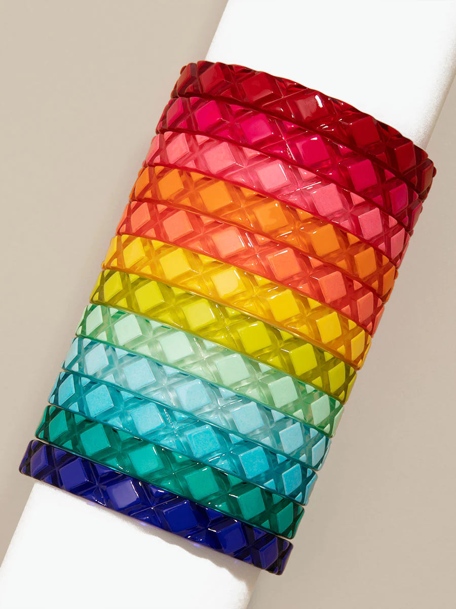 Quilted Resin Bangle Bracelet -BRIGHT ORANGE