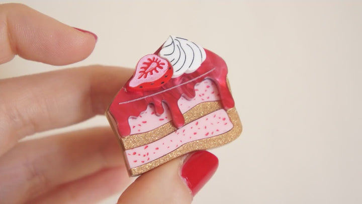 Strawberry Cake Brooch by Laliblue