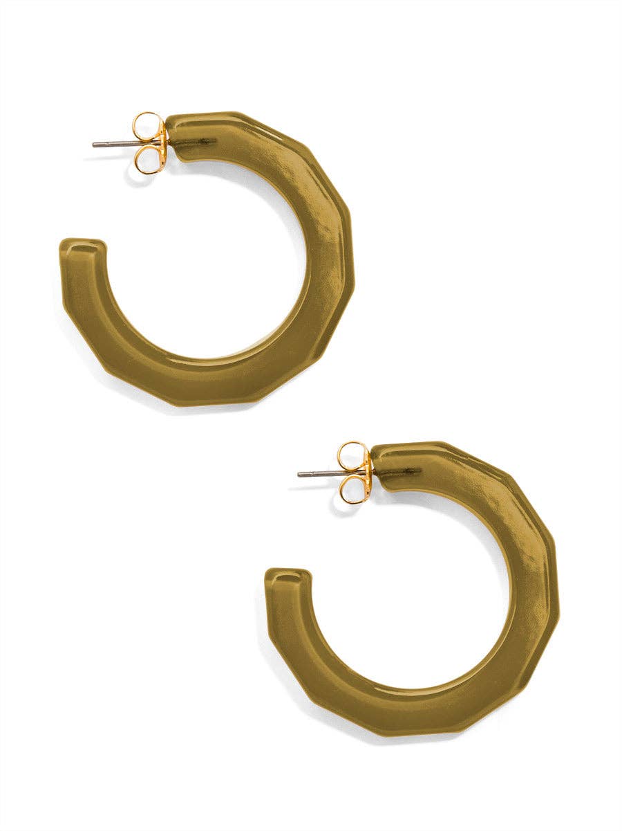 Acrylic Resin Textured Hoop Earring TAN
