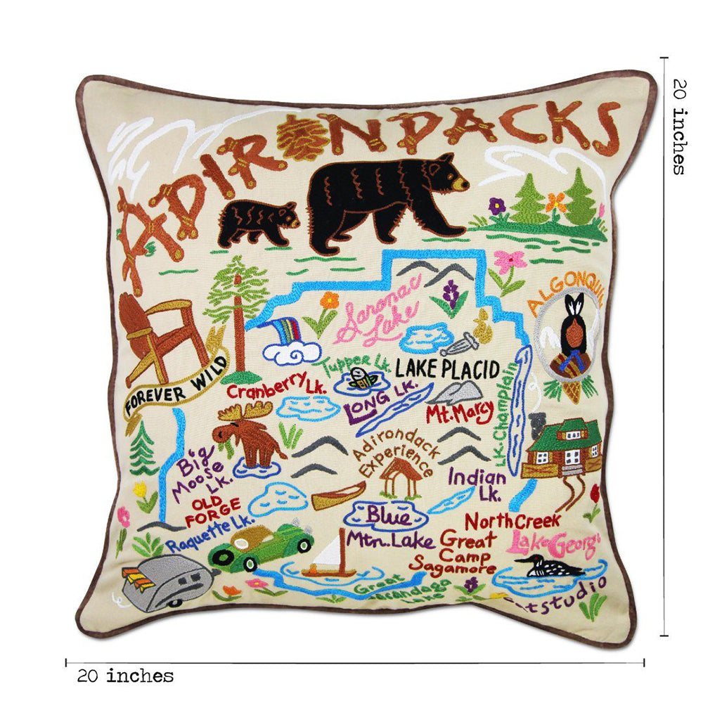 Adirondacks Hand-Embroidered Pillow