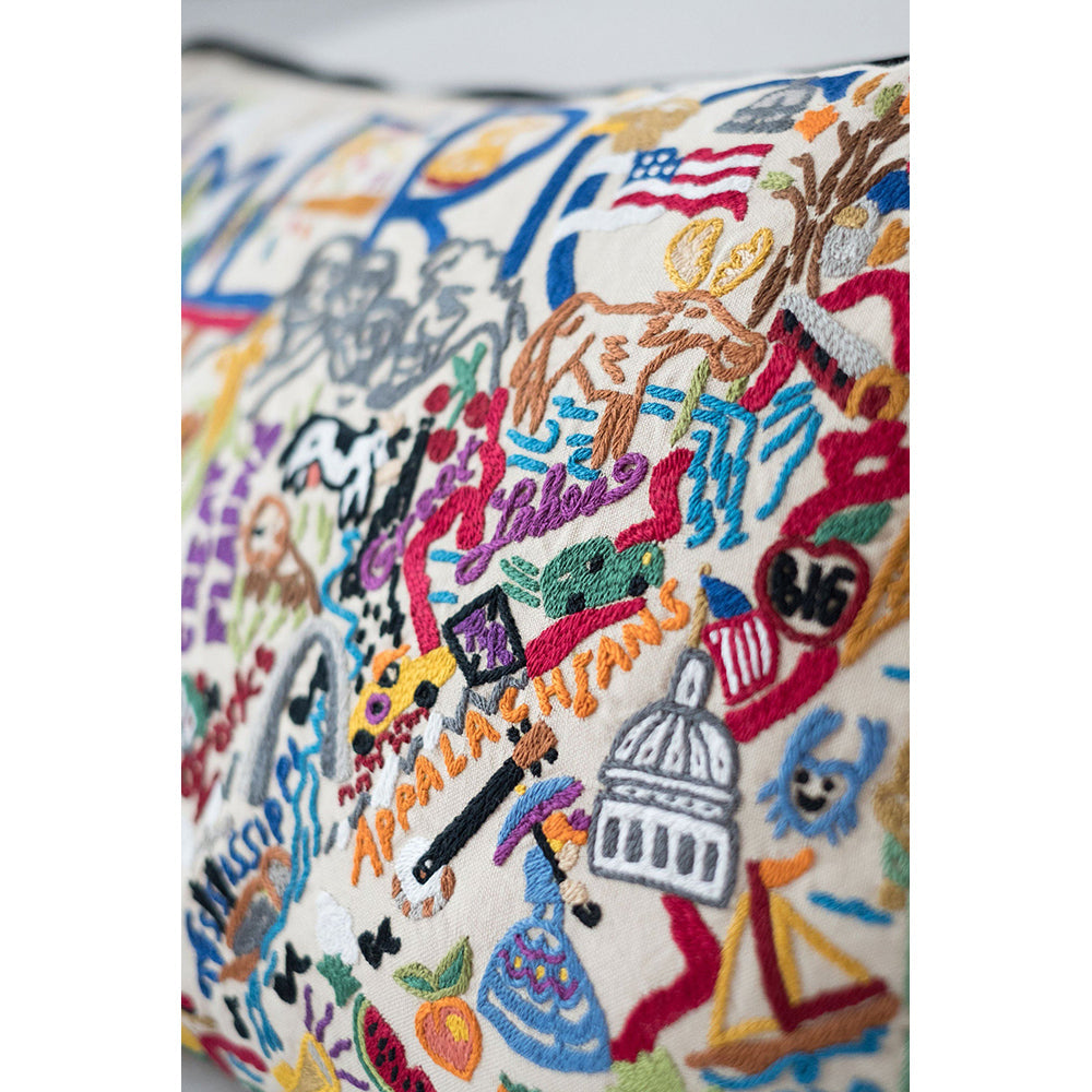 America XLarge Hand-Embroidered Pillow