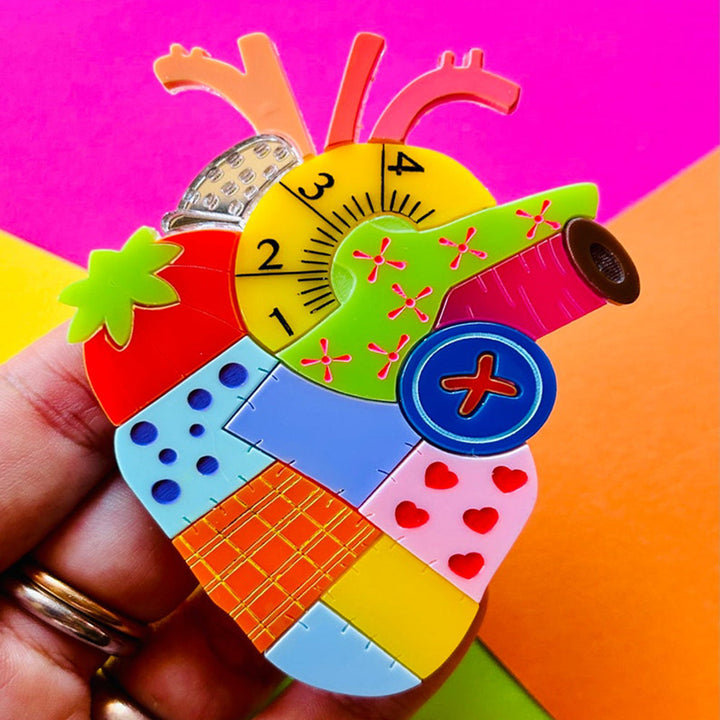 Anatomical Hearts Collection - "Everything for Sewing" Acrylic Brooch by Makokot Design
