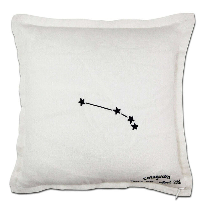 Aries Astrology Hand-Embroidered Pillow by Cat Studio