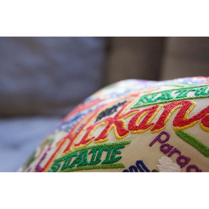 Arkansas Hand-Embroidered Pillow