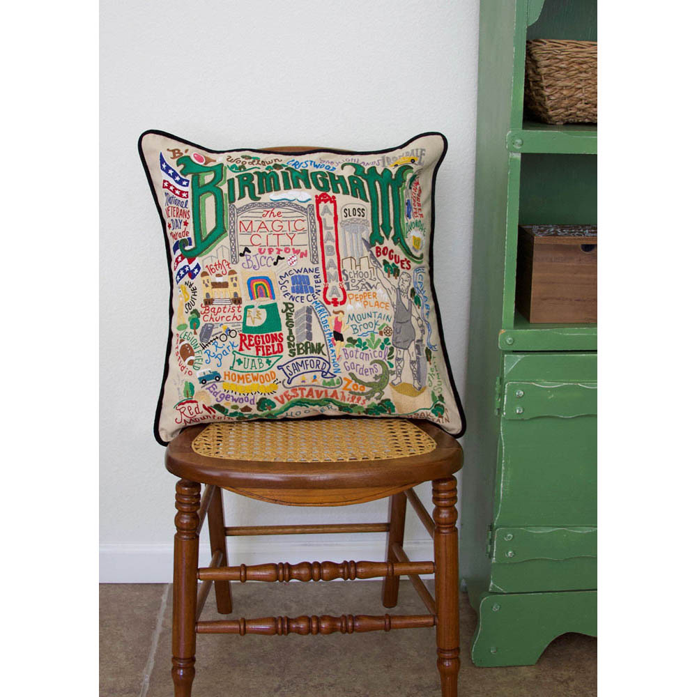 Birmingham Hand-Embroidered Pillow by CatStudio