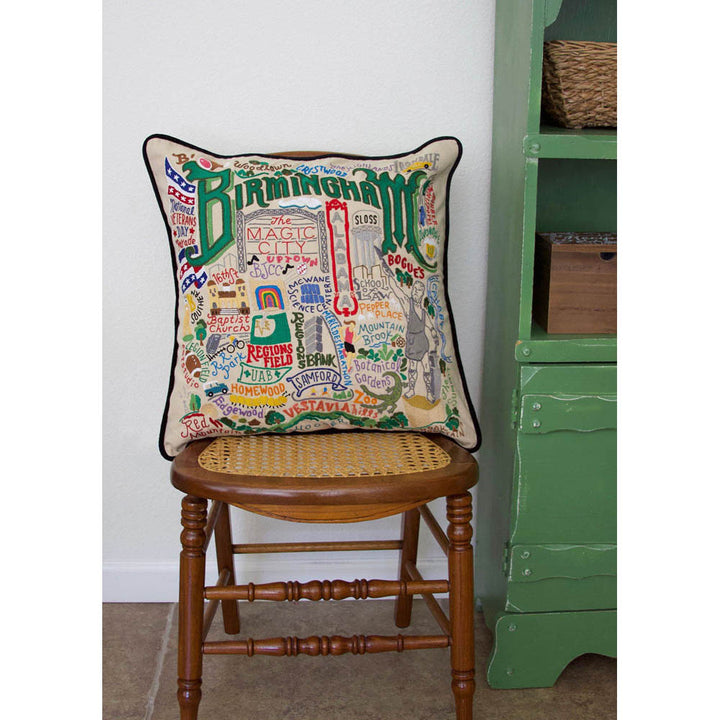 Birmingham Hand-Embroidered Pillow by CatStudio