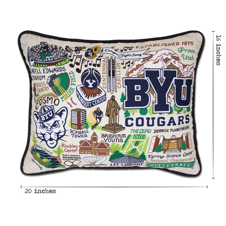 Brigham Young University (BYU) Collegiate Hand-Embroidered Pillow
