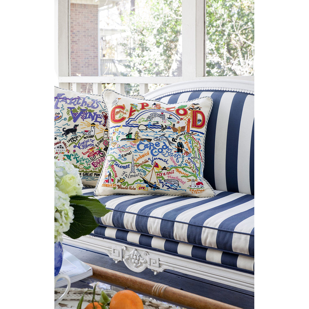 Cape Cod Hand-Embroidered Pillow