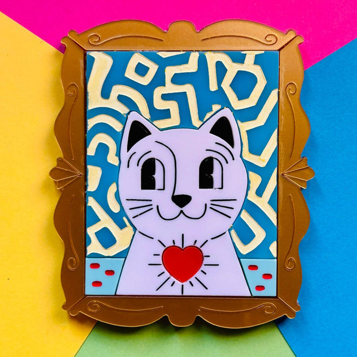 Cats in Art Collection - Pop Art/ Contemporary Art Style Cat Acrylic Brooch by Makokot Design