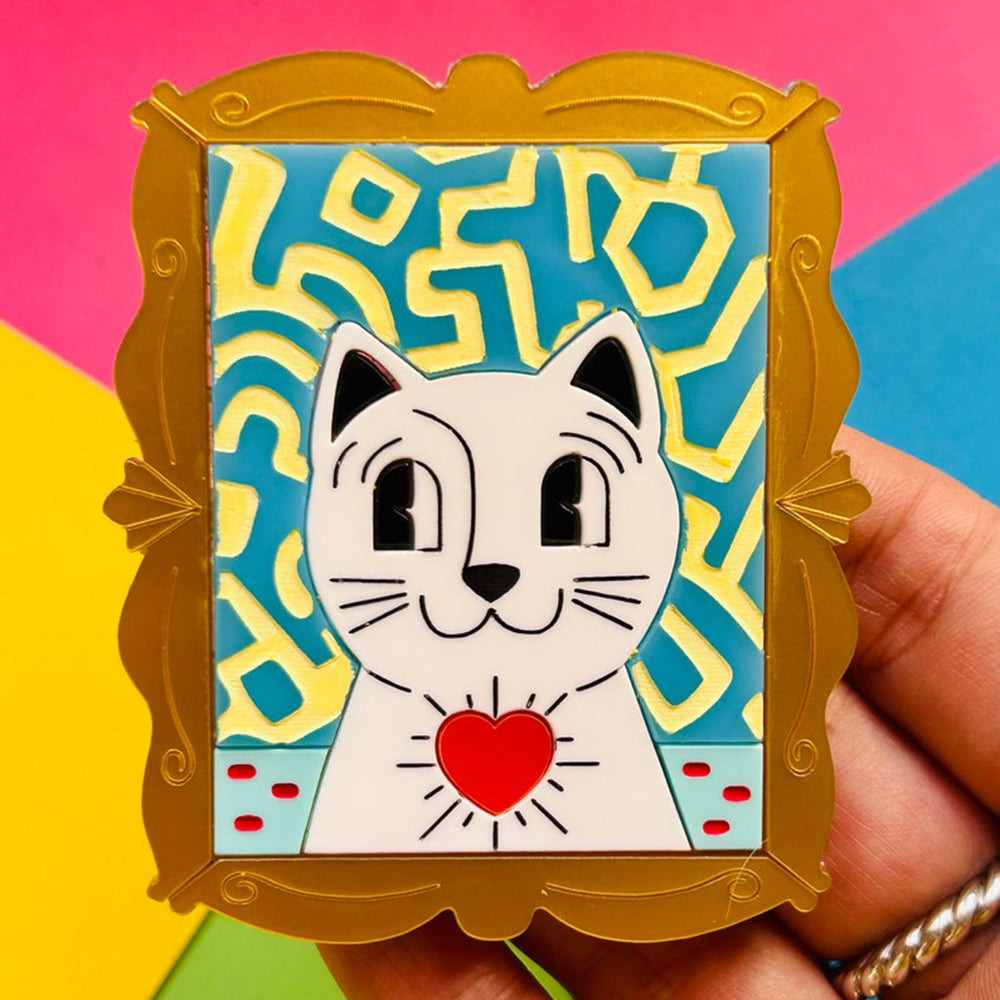 Cats in Art Collection - Pop Art/ Contemporary Art Style Cat Acrylic Brooch by Makokot Design