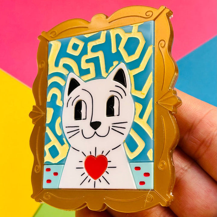 Cats in Art Collection - Pop Art/ Contemporary Art Style Cat Acrylic Brooch by Makokot Design