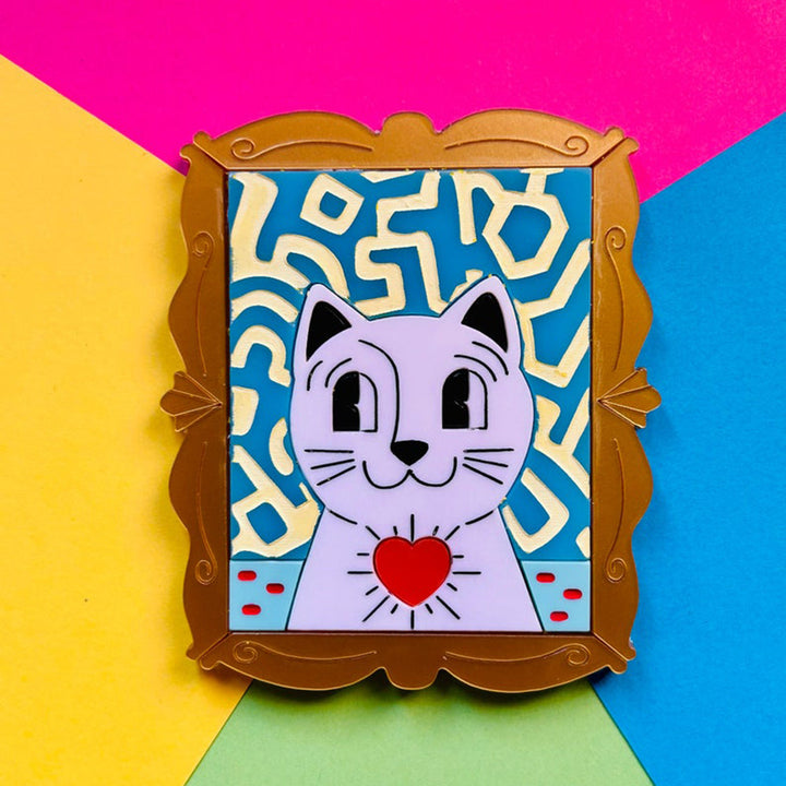 Cats in Art Collection - Pop Art/ Contemporary Art Style Cat Acrylic Brooch by Makokot Design