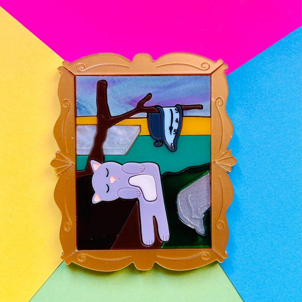 Cats in Art Collection - Surrealism Art Style Cat Acrylic Brooch by Makokot Design