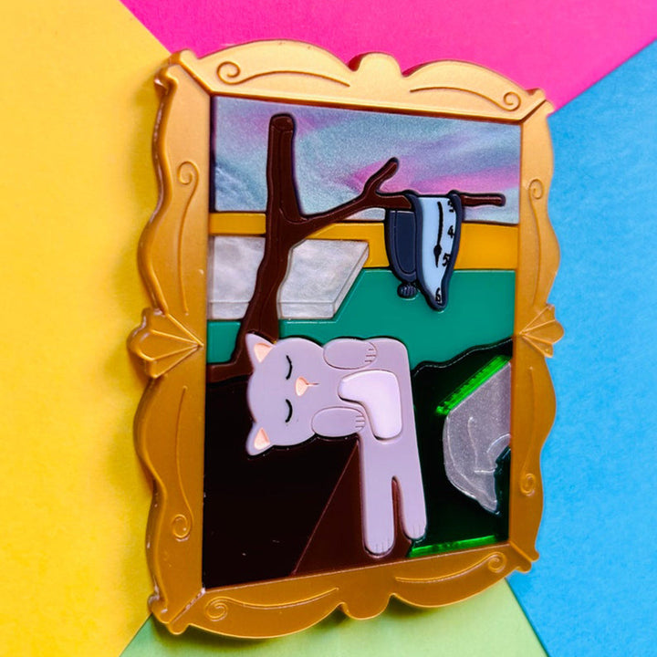 Cats in Art Collection - Surrealism Art Style Cat Acrylic Brooch by Makokot Design