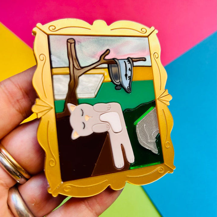 Cats in Art Collection - Surrealism Art Style Cat Acrylic Brooch by Makokot Design