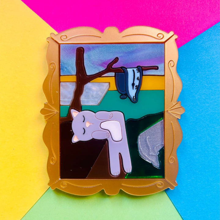 Cats in Art Collection - Surrealism Art Style Cat Acrylic Brooch by Makokot Design