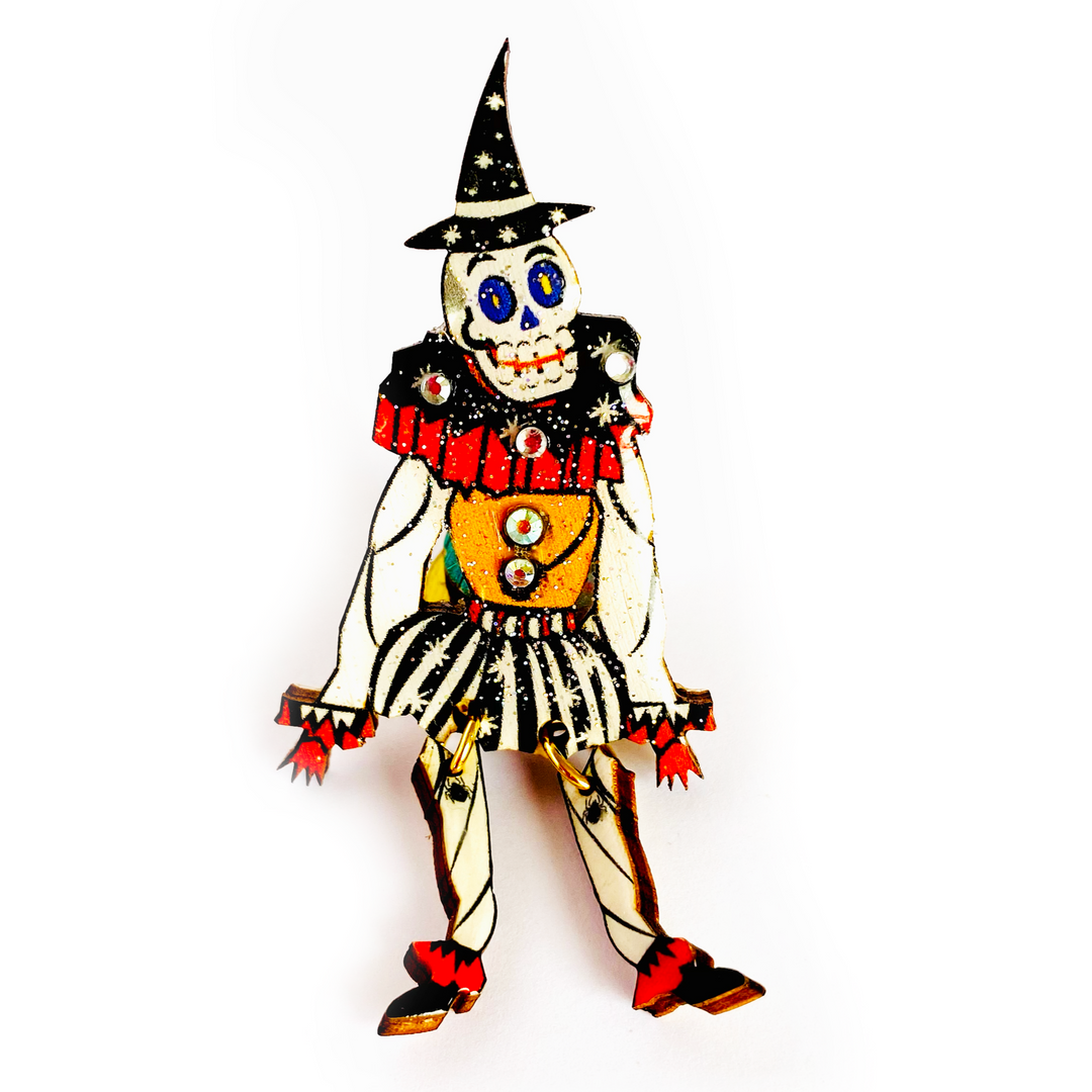 Spooky Skeleton Brooch by Rosie Rose Parker