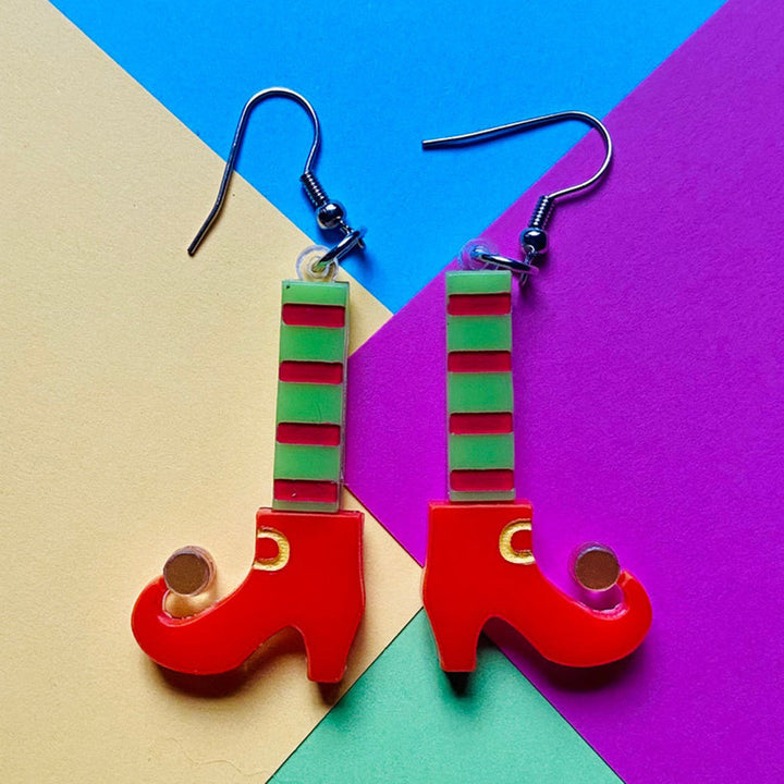 Christmas Collection - Elf Village + Elf Socks - Acrylic Earrings by Makokot Design