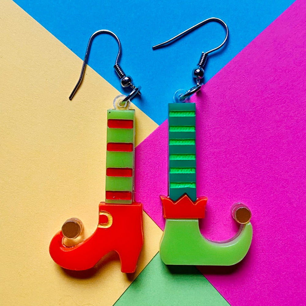 Christmas Collection - Elf Village + Elf Socks - Acrylic Earrings by Makokot Design