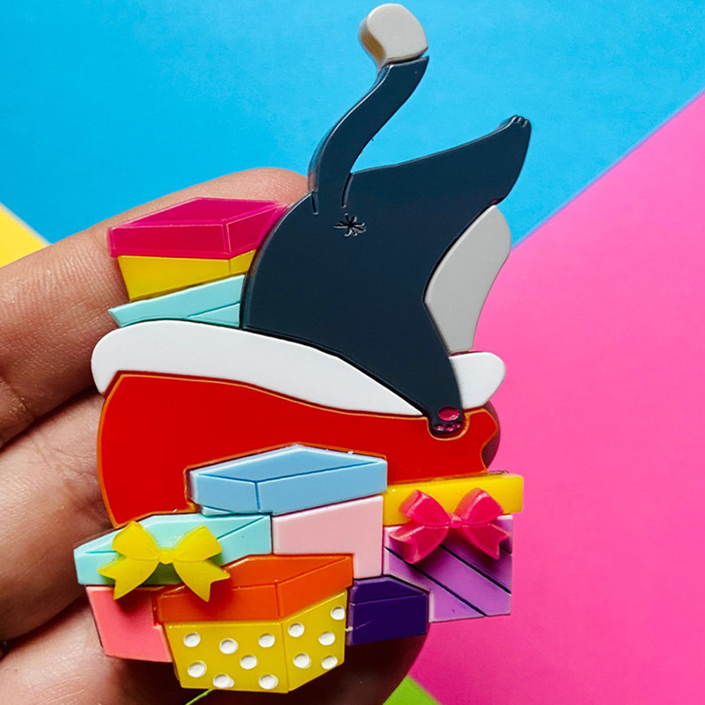 Christmas Collection - "Where is My Present?!" - Acrylic Brooch by Makokot Design