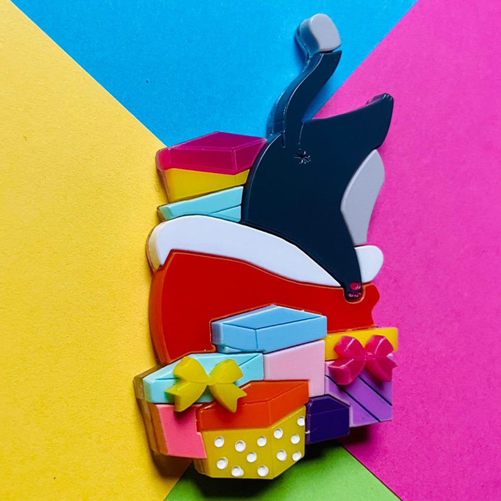 Christmas Collection - "Where is My Present?!" - Acrylic Brooch by Makokot Design