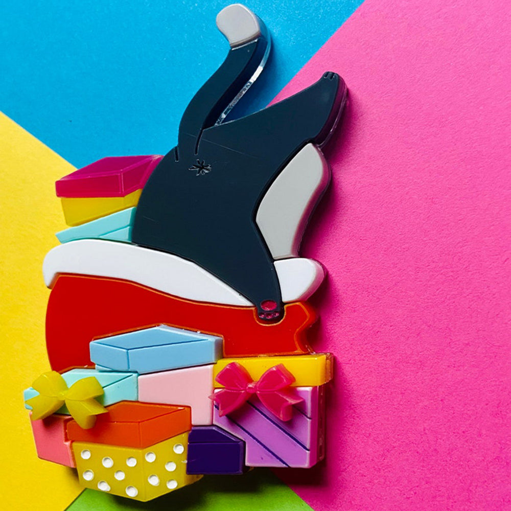 Christmas Collection - "Where is My Present?!" - Acrylic Brooch by Makokot Design
