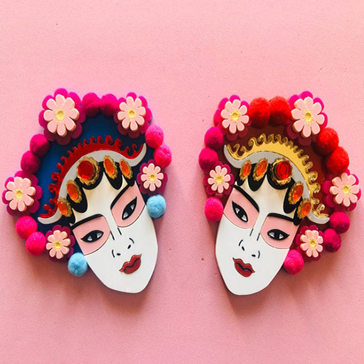 New Year's Celebrations Collection - Large Acrylic Brooch with Opera Mask for Men and Women by Makokot Design