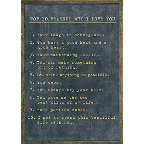 Custom Top 10 Reasons Why I Love You - Grey Wood Art Print - 35" X 46" by Sugarboo Design