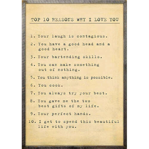 Custom Top 10 Reasons Why I Love You - Grey Wood Art Print - 35" X 46" by Sugarboo Design