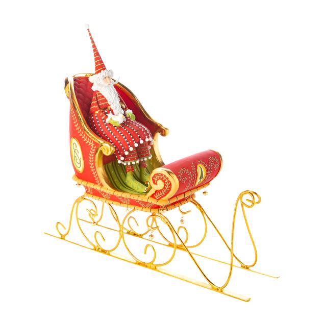 Dash Away Sitting Santa & Sleigh Figure Set by Patience Brewster