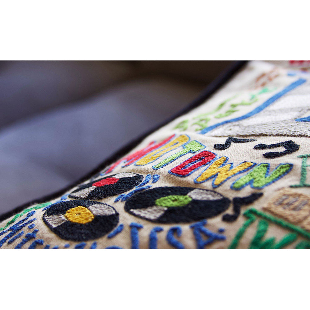 Detroit Hand-Embroidered Pillow by Cat Studio