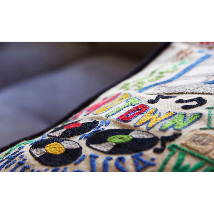 Detroit Hand-Embroidered Pillow by Cat Studio