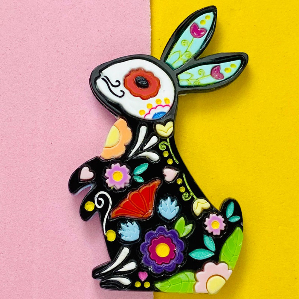 Day of the Dead 2021 Collection - Calavera Rabbits Acrylic Brooch by Makokot Design