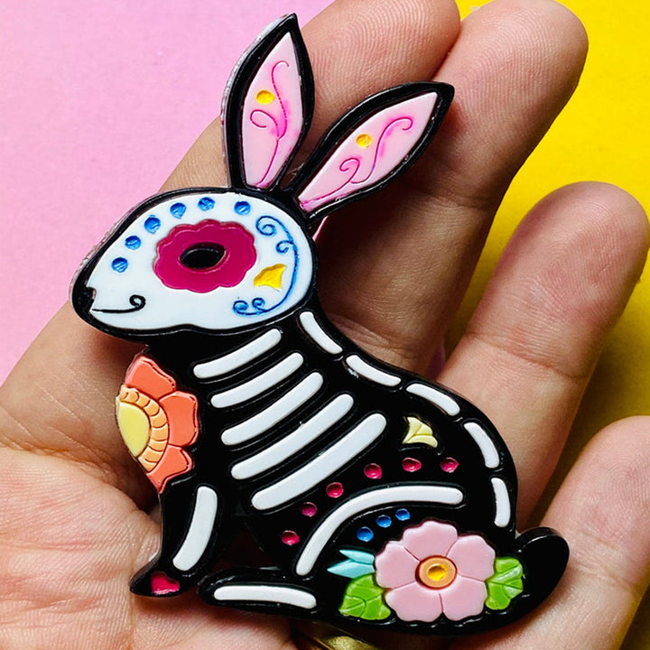 Day of the Dead 2021 Collection - Calavera Rabbits Acrylic Brooch by Makokot Design