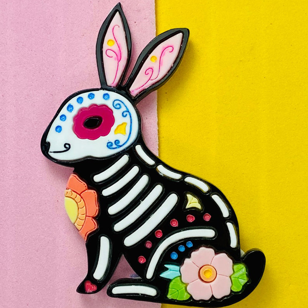 Day of the Dead 2021 Collection - Calavera Rabbits Acrylic Brooch by Makokot Design