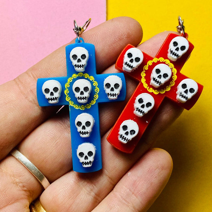 Day of the Dead 2021 Collection - Cross with Skulls Earrings by Makokot Design