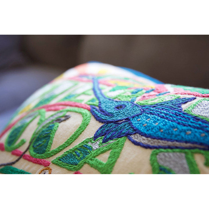 Emerald Coast Hand-Embroidered Pillow