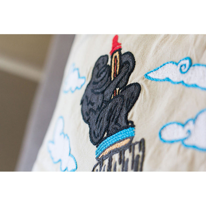 Empire State Hand-Embroidered Pillow