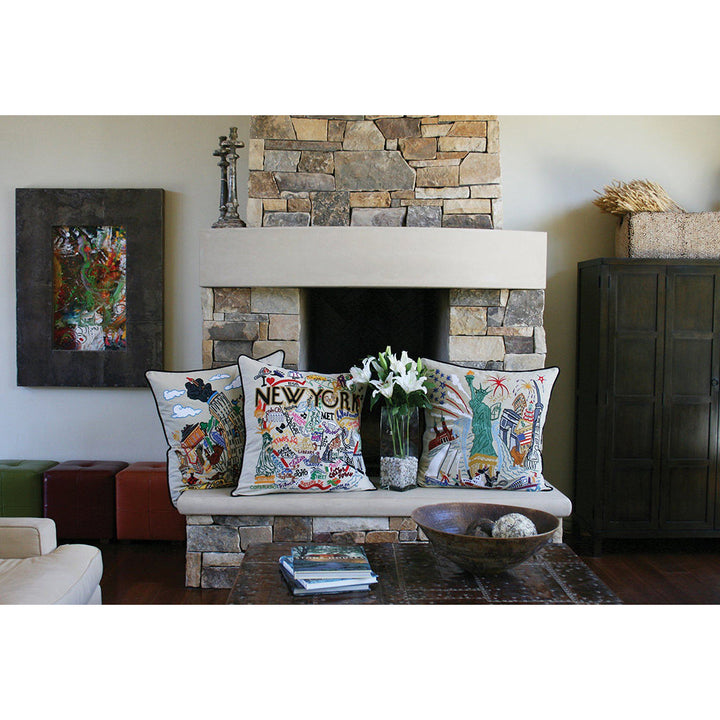 Empire State Hand-Embroidered Pillow