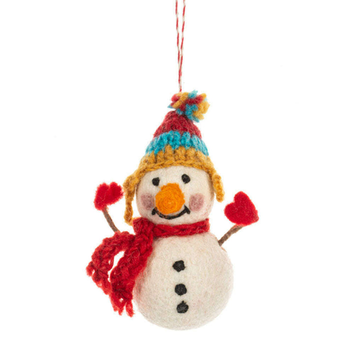 Felted Wool Santa & Snowman Ornaments Set of 2 – view 3